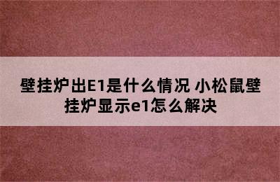 壁挂炉出E1是什么情况 小松鼠壁挂炉显示e1怎么解决